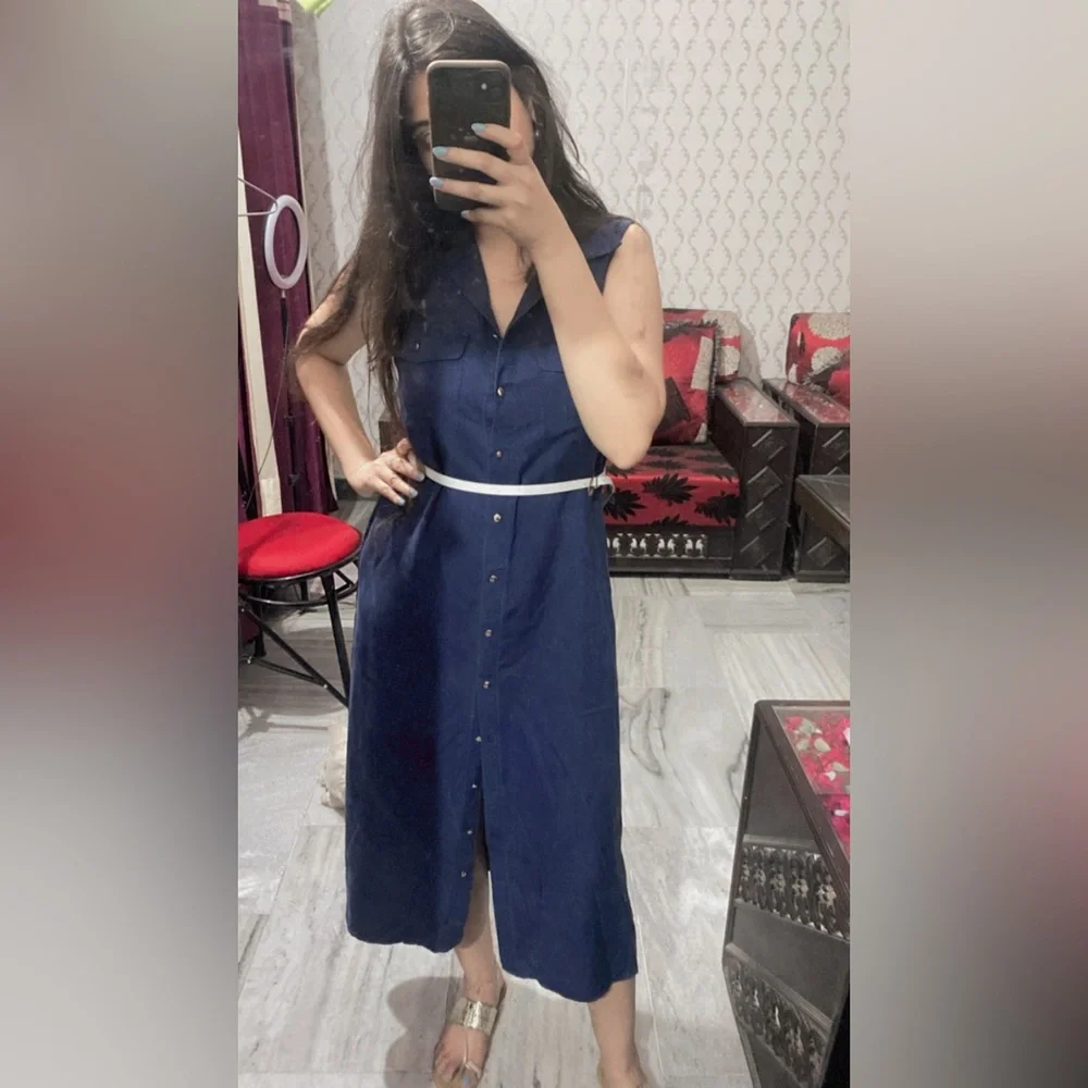denim long dress( fade blue with white strands) - Picture 14 of 16